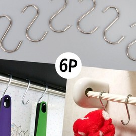 6-Pack Stainless Steel S-Hooks for Kitchen & Bathroom Hanging Small 4ea