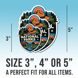 Protect Our National Parks Sticker Save Park Animal Lover Cool Cute Vinyl Decal Weather-Resistant, Indoor and Outdoor Use, for Water Bottles, Laptop, Window, Car... 3"