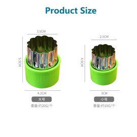 Vegetable Fruit Cutter Stainless Steel Food Mini Pie Cookie Stamps Mould Cookie Cutters Shapes Set with Anti-Slip Protection Handle for Kid Baking (6 Shapes Green)