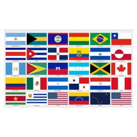 beihaasnatuerlich Panamericana Country Flag Sticker Set - 30 Stickers Country Flags 1 Sheet - UV Resistant - Waterproof - Size 5 x 3 cm - for Model Making, Suitcase, Decoration