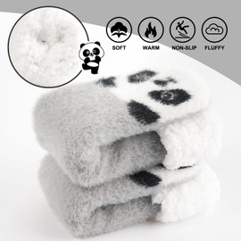 Fluffy Slipper Socks Womens, Thermal Bed Warm Socks for Women Fuzzy Animal Cosy Socks Ladies with Grippers Fleece Thick Non Slip Socks Girls Cozy Winter Soft Anti-Slip Socks