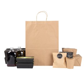 Restaurantware Saving Nature Paper Shopping Bags 100 Disposable Kraft Bags - 90 GSM Construction For Groceries Party Favors Or Merchandise Brown Paper Gift Bags With Handles