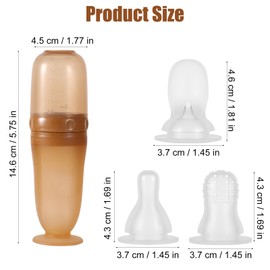 Baby Food Bottle, 3-in-1 Silicone Food Dispensing Squeeze Feeder Multifunctional Baby Milk Bottle Weaning Bottles with Dispensing Spoon, Regular Nipple and Fruit Puree Feeding Nipple