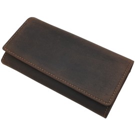 myledershop Large Buffalo Full Leather Women's Wallet / Purse / Purse with Colibri Motif or without Motif with RFID & NFC Protection, Without motif, brown, Modern