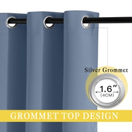 NICETOWN Stone Blue Blackout Sliding Door Curtains, Grommet Thermal Curtain Window Treatment Room Divider Drape Sound Reducing for Patio Door/Living Room, 1 Panel, W80 x L90