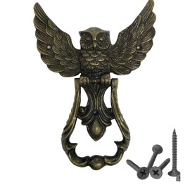 Owl Door Knocker – Heavy Duty Iron Door Handle with Antique Finish, 5.5" x 8" Vintage Front Door Knocker for Garden, Wooden House, Farmhouse & Home Décor