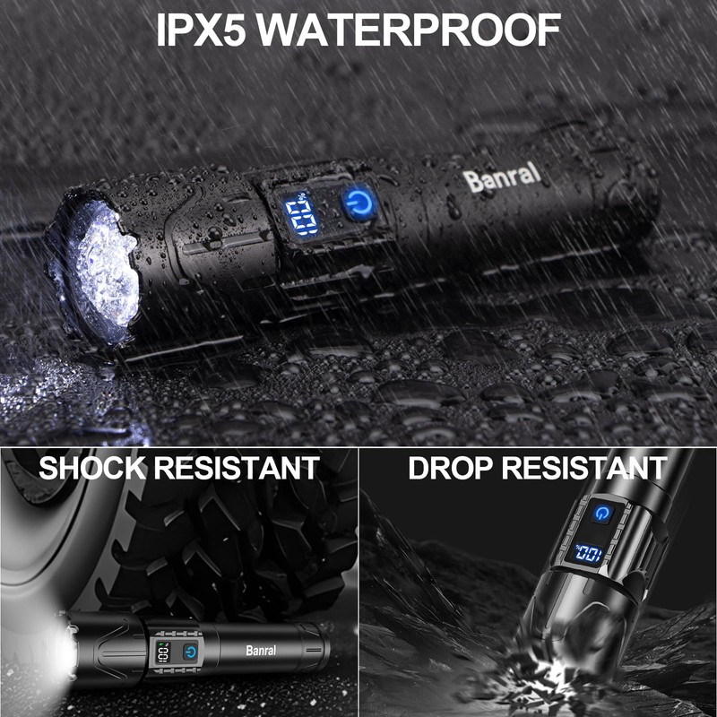 Rechargeable Tactical Flashlights High Lumens - 20,000LM Super Bright LED