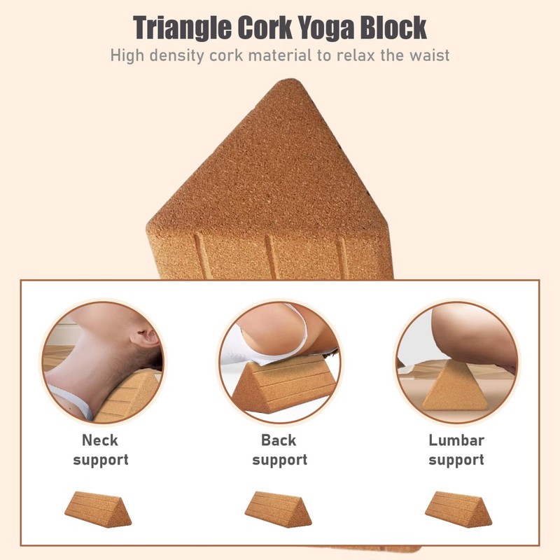 Yoga Block 12x5x4 Inch Triangular Pilates Block High Density Oak