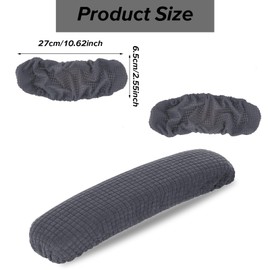 2PCS Office Chair Arm Covers Removable 30cm Polyester Gaming Chair Armrest Slipcovers, Machine Washable Stretchable Elastic Desk Armrest Pads Covers for Universal Office and Gaming Chairs (Dark Gray)