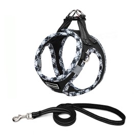 Elevant Step-in Dog Harness and Lead Set, Soft Mesh Adjustable Reflective Breathable No Pull Puppy Dog Vest Harnesses for Small Medium Dogs, Cats, Puppies (M, Black)