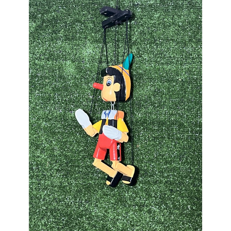 Wooden Pinocchio with Rope 25 cm Handmade in Indonesia