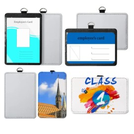 20 Pcs PU Leather ID Badge Holder Sublimation Blanks ID Card Holders for Coach Office Employees Students for Heat Transfer PrintColor: Horizontal, size: Standard