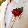 Latious Rose Wedding Boutonniere White Groom Flower Buttonholes for Men