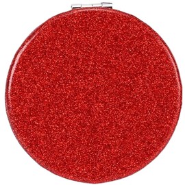 mpowtech Red Compact Mirror for Purse,Magnifying Travel Mirror with Glitter,Double-Sided Small Pocket Mirror,Portable 2 x 1x Magnification Folding Makeup Mirror,Cosmetic Mirror for Gift