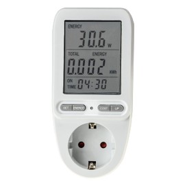 Energy Cost Meter, Consumption Meter for Socket - with Display up to 3600 Watt Tariff, Adjustable Electricity Cost Control, White