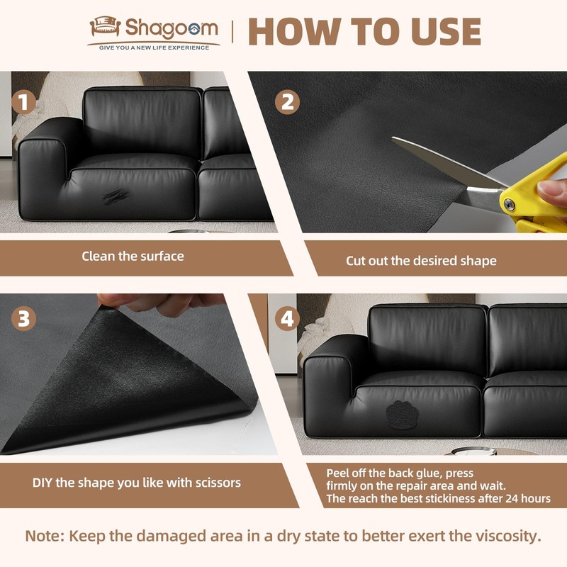 Shagoom Leather Repair Patch, 17X79 Inch Repair Patch Self Adhesive