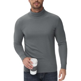 TACVASEN Mens Sweater Turtleneck Jumper Basic Long Sleeve Lightweight Knit Casual Pullover Sweater for Men Dark Grey,XL