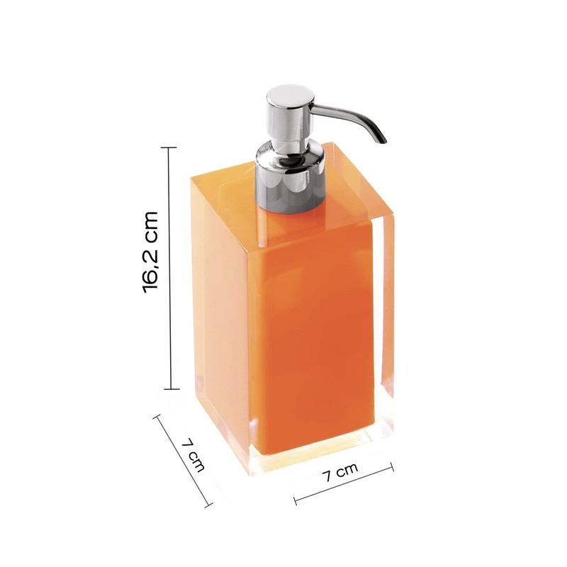 Gedy Bathroom Soap Dispenser, Resin, Orange, 16.2 x 7 x