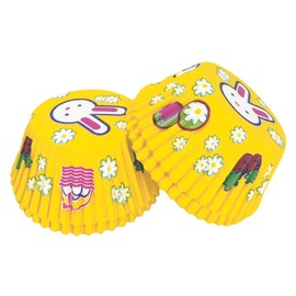 Pack of 100 Mini Muffins Paper Cases Yellow Easter Muffin Cases Paper, Cupcake Cases, Yellow Rabbit Muffin Cases Paper Small for Baking, Dessert Easter Valentine's Day Birthday Wedding Decoration