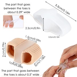 4pcs Bunion Toe Separators Skin-Friendly Soft Hammer Toe Straightener Foot Corrector Double Orifice Toe Spacers Breathable Fabric Lining Splint Protector for Overlapping Toes Correct Alignment Relief