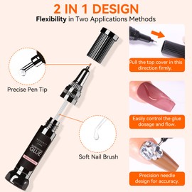 Makartt Makartt Nail Rhinestone Glue Gel, Upgrade Gel Nail Glue with Brush Pen Tip Super Strong Adhesive Precise for Nail Charms Crystals Rhinestone Beads Flower 3D Decorations 8ml*2