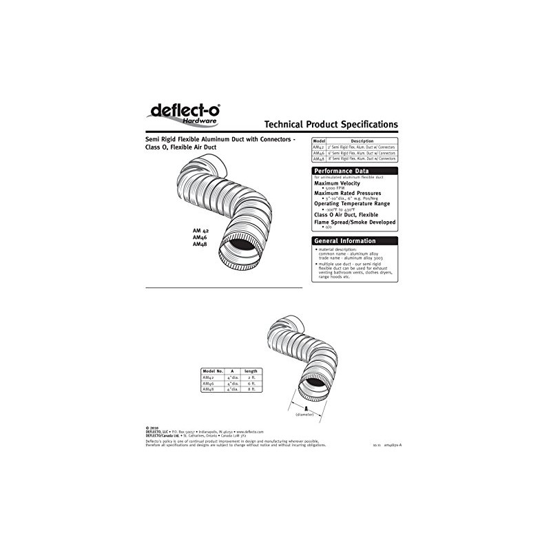 Deflecto Aluminum Duct with Connectors, Semi Ridgid, Flexible , 4"