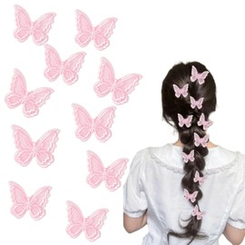 10pcs Butterfly mini Hair Clips -1.96inch Wide Double Embroidery Lace Handmade Wedding Hair Clips for Women and Girls