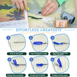 ZFFLYH Latch Hook Pillow Kits for Adults Tulip Leaves Color Printed DIY Pillowcover Crafts Arts Pillow Making Sofa Cushion Cover for Home Decoration 17X17 Inch