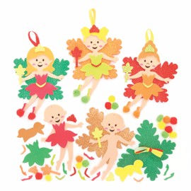 Baker Ross FE652 Autumn Fairy Decoration Kits, Make Your Own Decorations to Design and Display, Creative Activities for Kids,Green,Orange,Red - Pack of 8