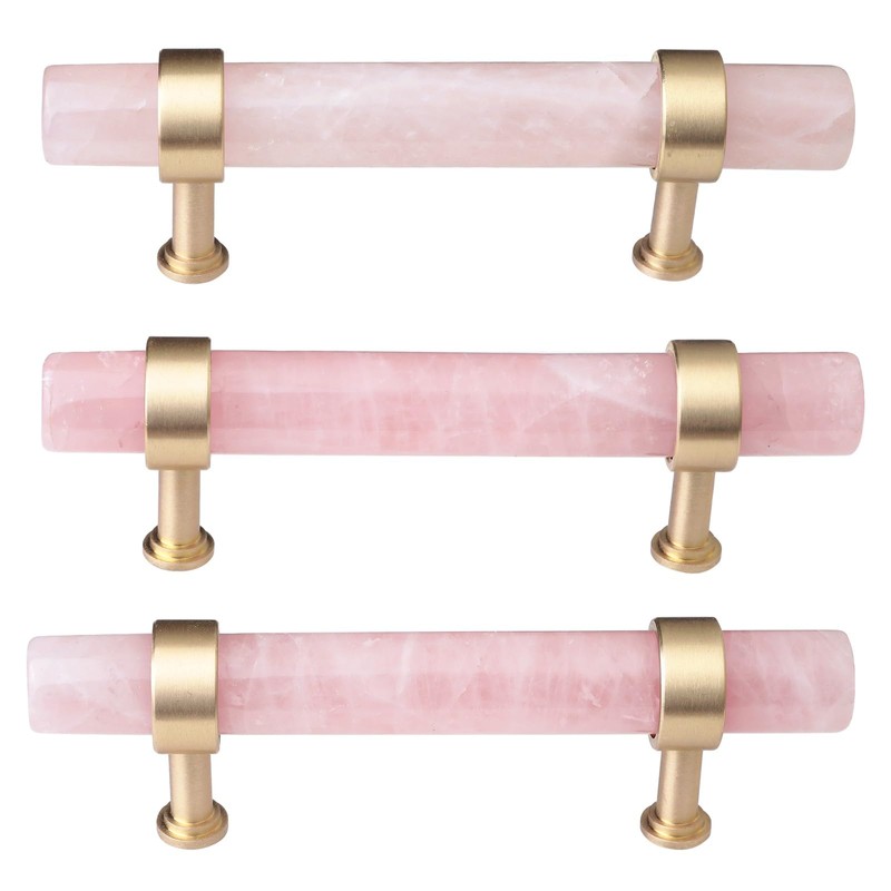 Rockcloud Pack of 2 Rose Quartz Crystal Stone Drawer Pulls