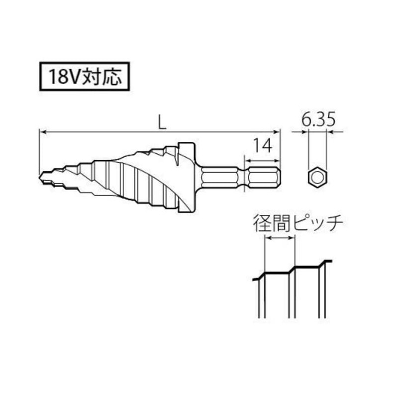 TOP Industrial (TOP) Hex Shank Spiral Step Drill for Electric