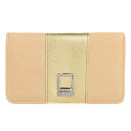 Lencca Kyma Vegan Leather Crossbody Smartphone Clutch Wallet Purse with Removable Chain Shoulder Strap - Beige/Gold