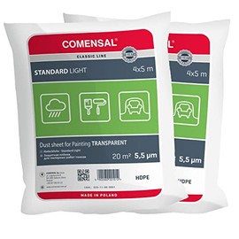 COMENSAL® Set of 2 Painter's Cover Film 5.5 µm – Dust Protection Film – Tarpaulin for Painting Work – Paint Film – Made in EU – 4 x 5 m