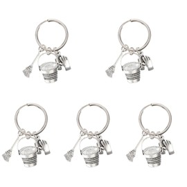 5pcs Broom Keychain Housekeeper Appreciation Keychain Cleaning Staff Keyring Bucket Broom Work Gloves Pendant Thank You Charm Keyring Cleaning Housekeeping Week Charms