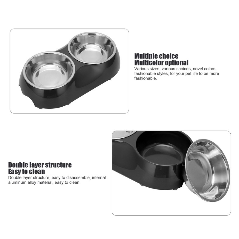Stainless Steel Nonslip Double Pet Bowls Household Food Water Feeder