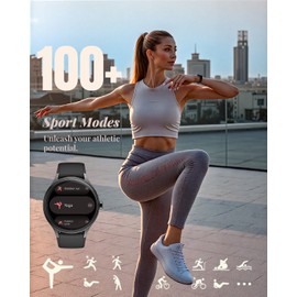 TOOBUR Smart Watch for Women, Smartwatch Compatible Android Phone and iOS Phone, Answer/Make Calls, Fitness Tracker Watch, Heart Rate/Sleep Tracker/100 Sports/IP68 Waterproof, Black