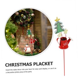 HOMSFOU 3 Pieces Christmas Ornaments Decor Metal Christmas Stake Garden Flower Pot Sign Metal Christmas Lawn Stake Cute Christmas Style Stake Garden Lawn Sign