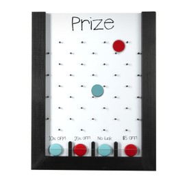 Ilyapa Tabletop Plinko Board Game - 13x17 Inch Portable Prize Drop Plinko Board for Events and Trade Show - Wooden A-Frame Whiteboard Sign, Eraser