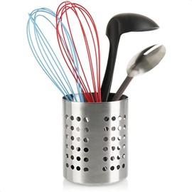 TrueCraftware- 4-1/2" x 5-1/2" Stainless Steel Straight Wall Flatware Cylinder- Kitchen Tools Flatware Holder Utensil Drying Cylinder Countertop Silverware Caddy Flatware and Kitchen Utensils