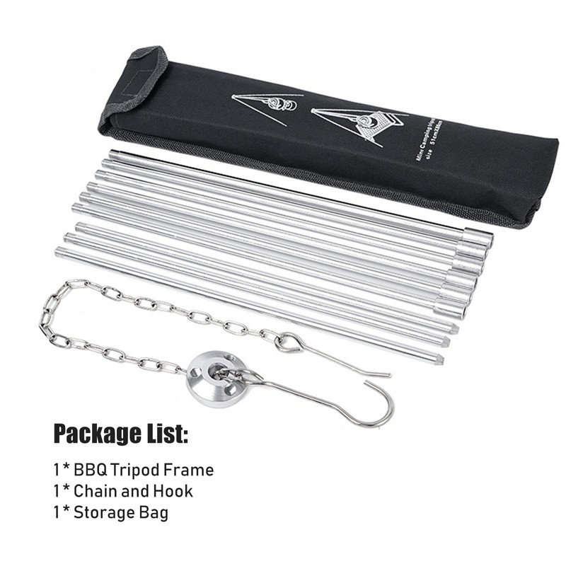BBQ Tripod Frame with Chain and Hook Storage Bag Adjustable