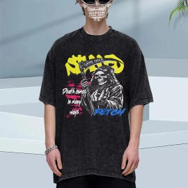 Mens Washed Cotton Oversize Tee 100% Pure Cotton 5 Colors Comfort Dallas WarehouseColor: Brown, Size: L