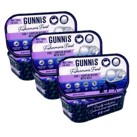 Gunnis Pet Fisherman’s Feast Dog Food Topper – Cod & Capelin with Kelp – Gently Cooked, Wild-Caught in Iceland – Grain-Free, Natural Topper for Dogs – 4.5 oz Tins, Pack of 6