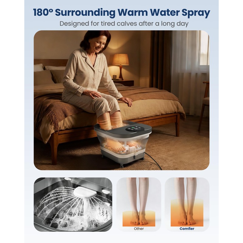 2026 Upgrade Foot Spa Bath Massager with Heat, Collapsible Foot