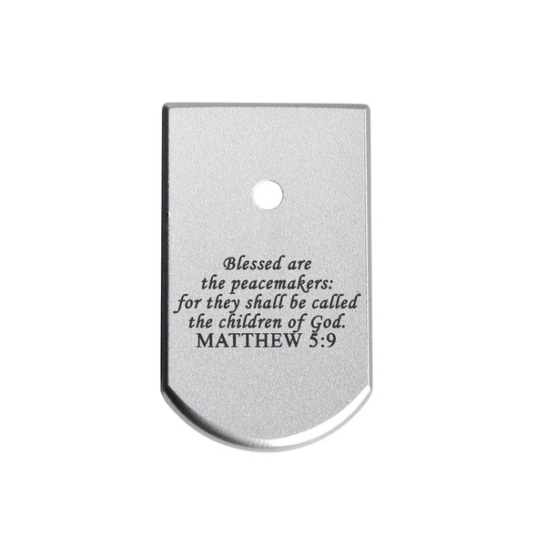 Beretta 92 96 INOX Magazine Base Plate Silver NDZ - Bible Matthew 5:9