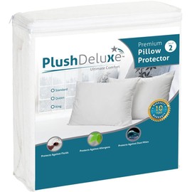 Premium Waterproof Pillow Protectors - Standard Size 20''x28''   Set of 2   - Zippered Pillow Cover Made with Soft Terry Cotton Fabric - Hypoallergenic and Dust Proof