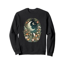 Aesthetic Goblincore and dark Cottagecore Mushroom Moon Bird Sweatshirt