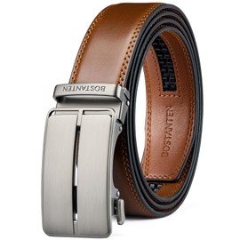 BOSTANTEN Mens Belt Leather Ratchet 1 3/8'' Belt For Men Dress and Casual Pants with Adjustable Buckle, Trim to Fit