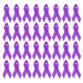 PATIKIL Ribbon Pins, 100Pcs Purple Awareness Ribbon Satin with Safety Pins for International Day