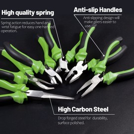 SPEEDWOX 6Pcs Mini Pliers Set with Case Include Flat Nose Pliers End Cutting Pliers Bent Nose Pliers Diagonal Pliers Lineman's Pliers Needle Nose Pliers with 2 Tweezers for Making Crafts, Repairing