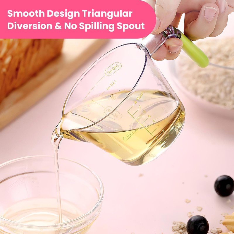 3PCS Plastic Measuring Jugs, BPA-Free Measuring Jug for Kitchen &